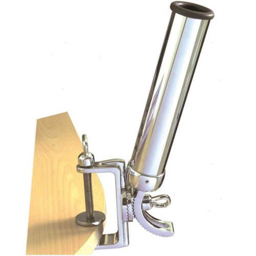 40mm20in20Ottone20Cromato Chromed Brass Fishing Rod Holder with adjustable clamp H400 D40mm