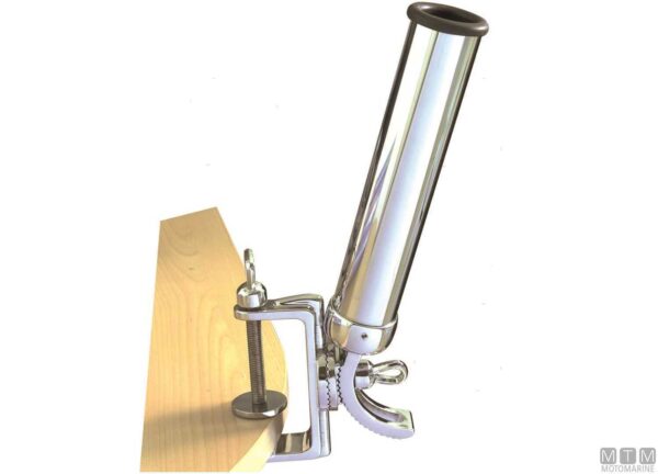 40mm20in20Ottone20Cromato Chromed Brass Fishing Rod Holder with adjustable clamp H400 D40mm