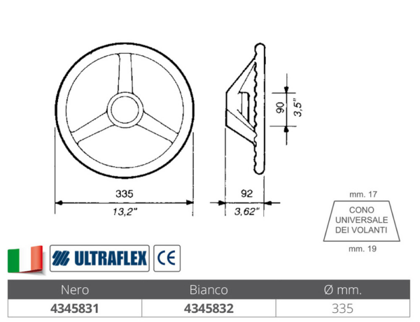 4345832_1 Ultraflex v32 steering wheel White 335mm
