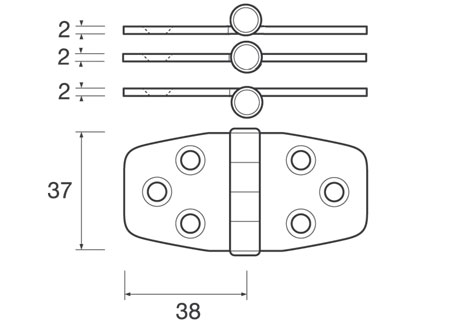 Stainless Hinge 76 x 43 x 2mm