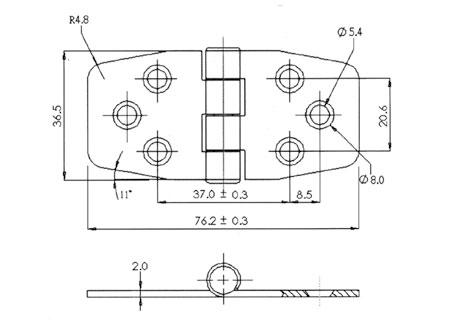 452807_ Stainless Hinge 36,5x76,2x2mm