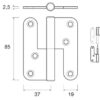 455507_ Stainless Removable Hinge Left Hand 85x37x2.5mm