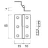 456555_ Stainless Fold Hinge Right Hand 55 x 19mm H7mm