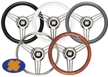 Stainless Steel Steering wheels Ultraflex V25 with Polyurethane grip White 350mm