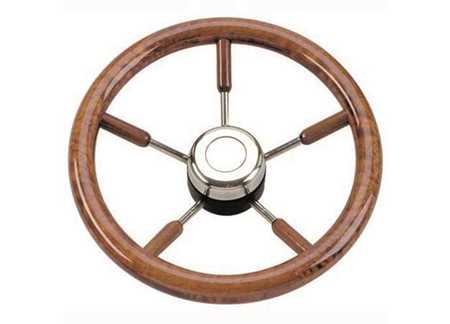 4645836_5 Stainless Steel steering wheel Riviera with Mogano Grip 400mm