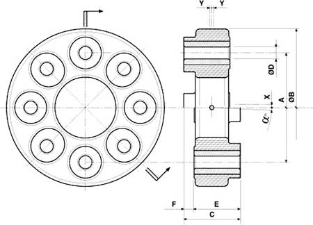 Flexible Coupling Propeller -Gearbox 120mm 8 Holes