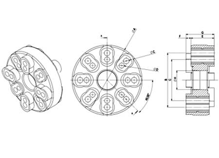 4820208_ Flexible Coupling Propeller -Gearbox 120mm 16 Holes
