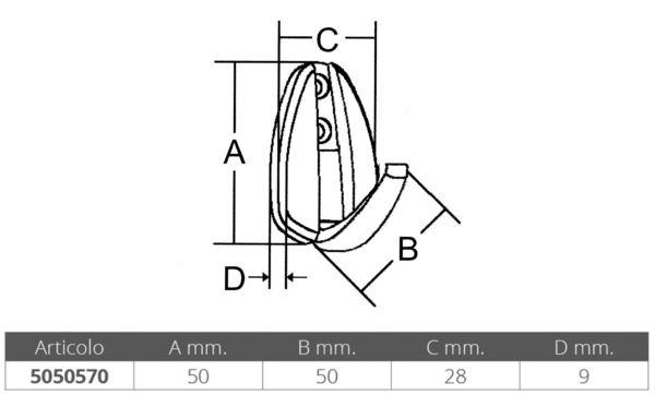 5050570_2 Stainless Steel Flush Hook 80x25mm