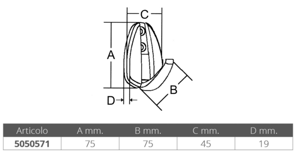 5050571_1 Stainless Steel Flush Hook 75x25mm