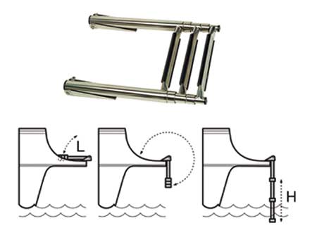 Stainless Steel Telescopic Ladders 3 steps 20 x H88cm