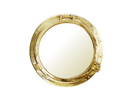 5807521 Polished Brass Decorative Porthole Mirror 300mm