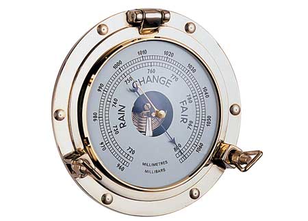 5807618 Marine Barometer in a Polished Brass Porthole 180mm