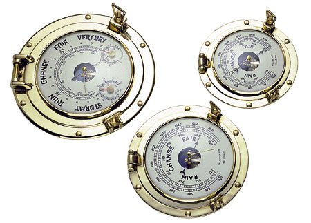 5807618_ Marine Barometer in a Polished Brass Porthole 180mm