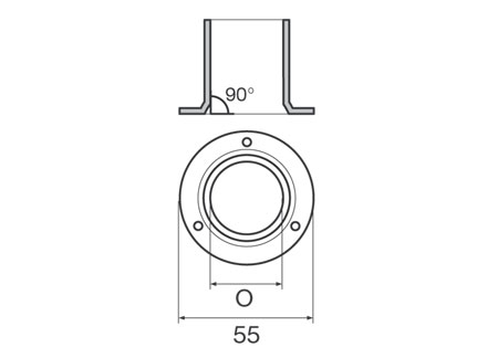 631525_ Round Base Moulded 90° Railings Tube 25mm Stainless Steel