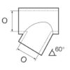 633822_ T Open Joint Tilted 60° D22mm Stainless Steel