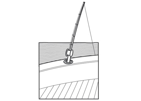 Black Fishing Rod Holder Flush Mount H250mm D40mm