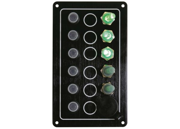 Black20Electrical20Panel20GHOST20with20520Switches20and2012v20plug2010020x20H170mm Black Electrical Panel GHOST with 5 Switches and 12v plug 100 x H170mm