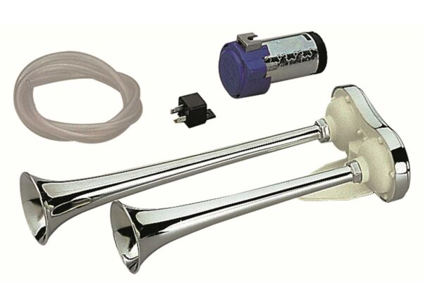 Doppia20Marco20Compressore2024V20l390 Chromed Brass Electric Horn Double L390 12v