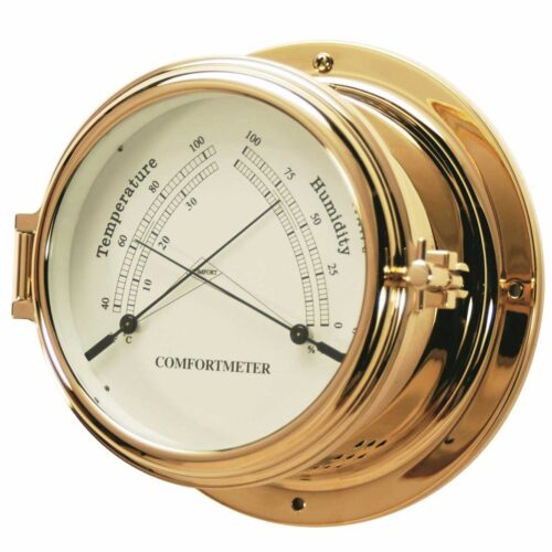 Polished Brass Thermo-Hygrometer 150mm