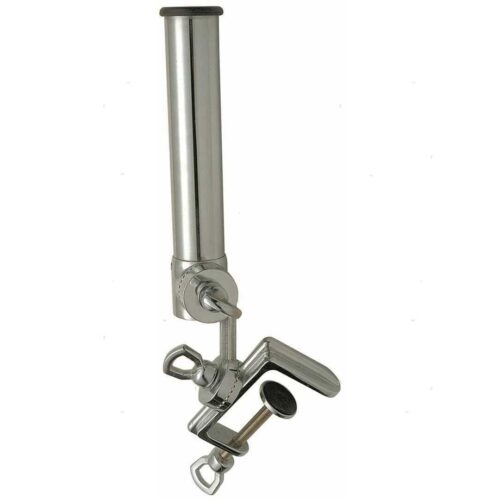 Portacanne20Doppio20Snodo Chromed Brass Fishing Rod Holder with Adjustable Clamp and Double Swivel H400mm D40mm