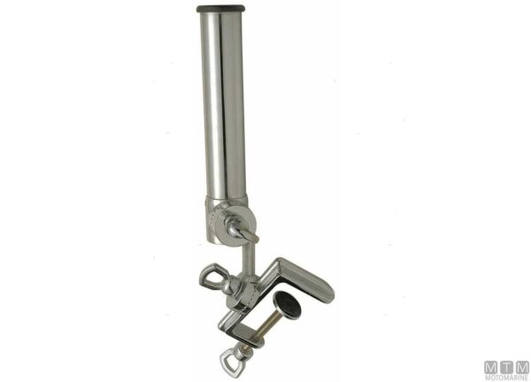 Portacanne20Doppio20Snodo Chromed Brass Fishing Rod Holder with Adjustable Clamp and Double Swivel H400mm D40mm