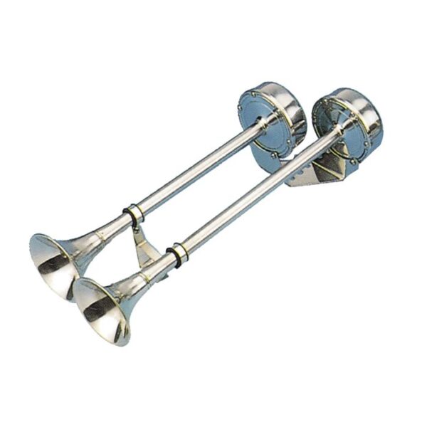 double20horn20aaa20marine Stainless Steel Dual trumpet Horn 12v 500 mm