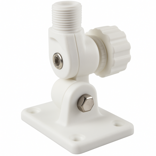 Adjustable antenna base with reinforced nylon knob