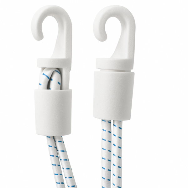 Automatic Shock Cord Hooks Rope 8mm White
