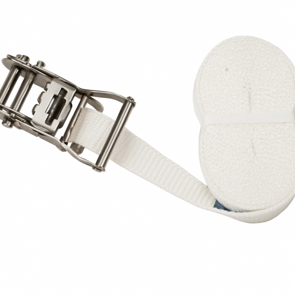 product-116881-20260612135832 Stainless steel ratchet + White Webbing 35mm x 6mt -1000kg