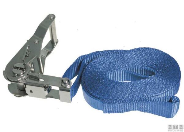 stainless20blue Stainless steel ratchet + White Webbing 25mm x 6mt -500kg