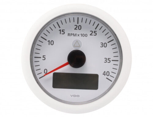 tacho20white Tachometer With Hourmeter VDO View-Line 12V 3000 RPM 85mm White