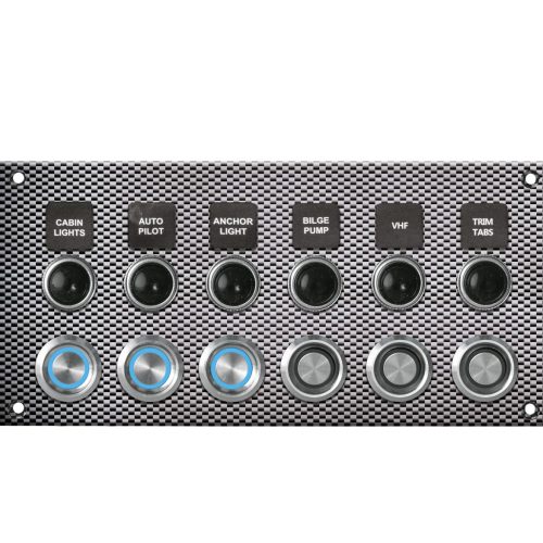 Aluminum Panel with 6 Stainless Steel Buttons and Circuit Breakers - 95 x 178 mm